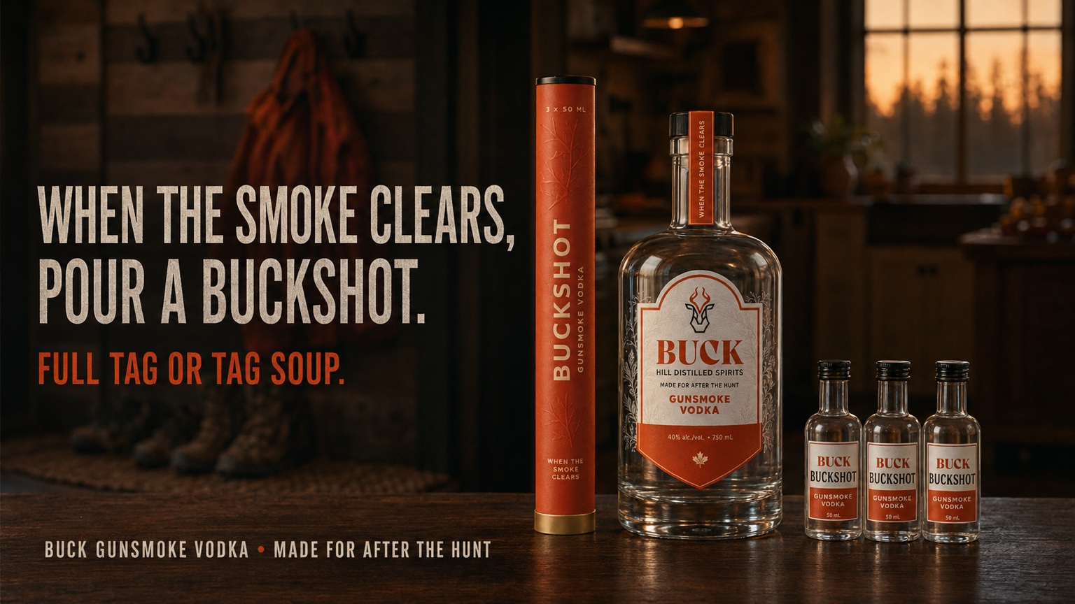 Buck Gunsmoke custom vodka and mini bottle packaging concept